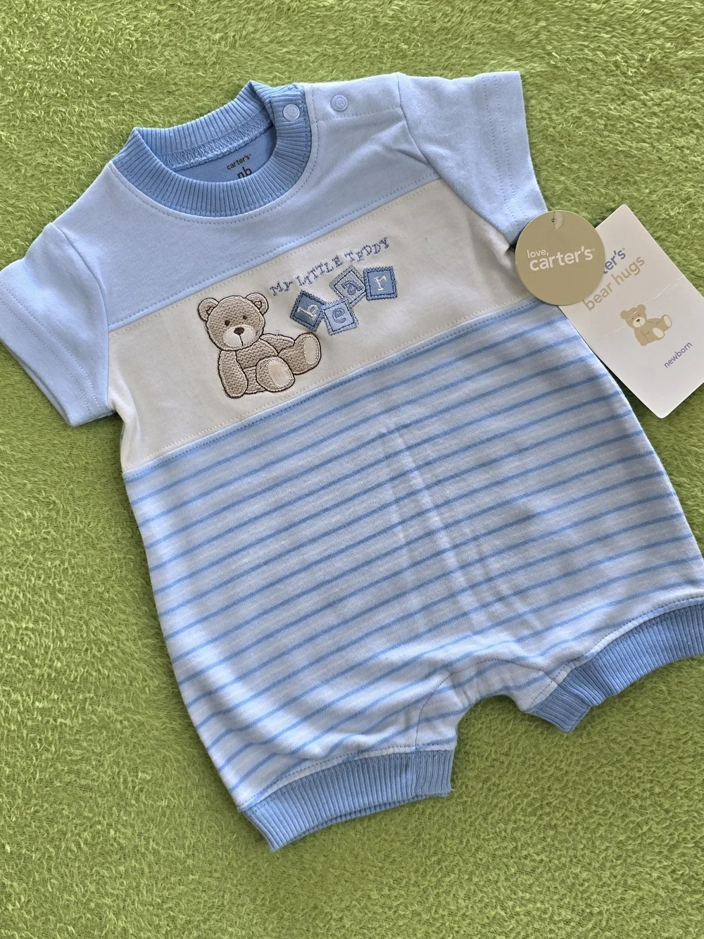 NWT  9-12M   Baby BOYS SHORT CREEPER - ROMPER - TEDDY BEAR HUGS (Q2)